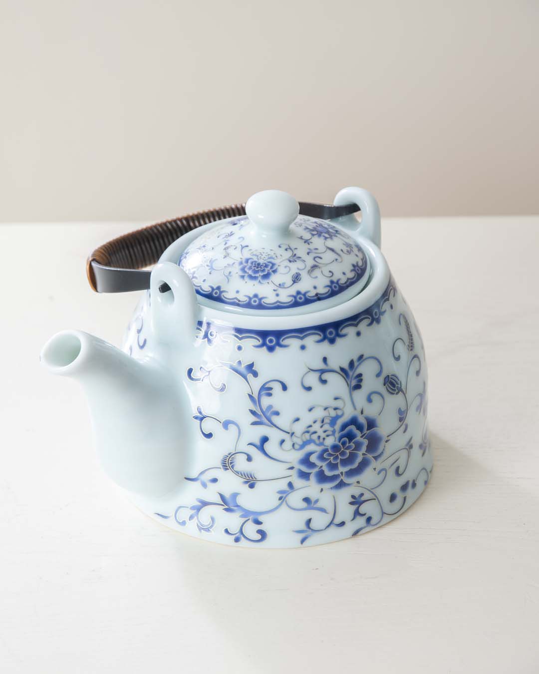 Blue Peony Ceramic Tea Kettle - The Decor Kart