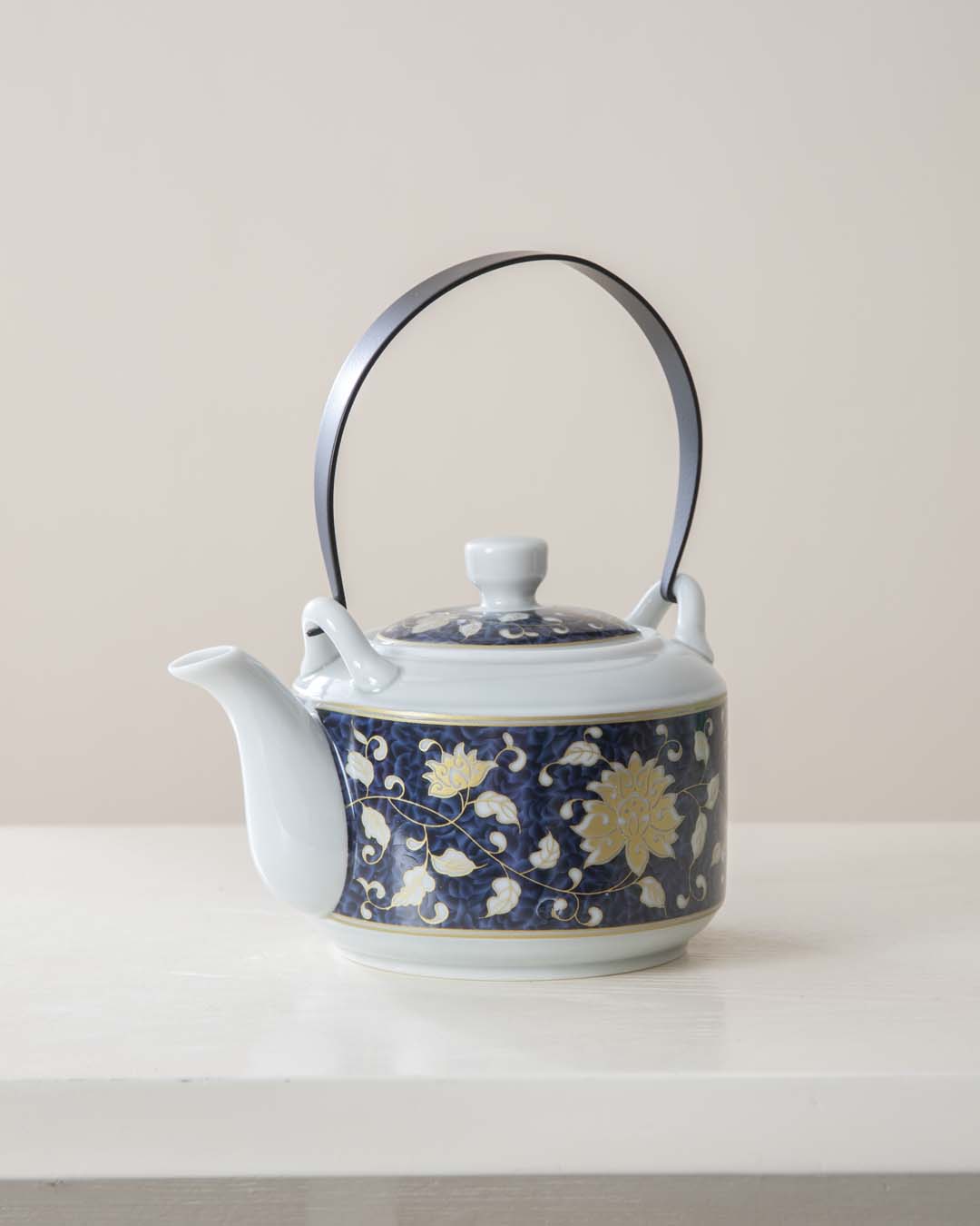 Gold Peony Ceramic Tea Kettle - The Decor Kart