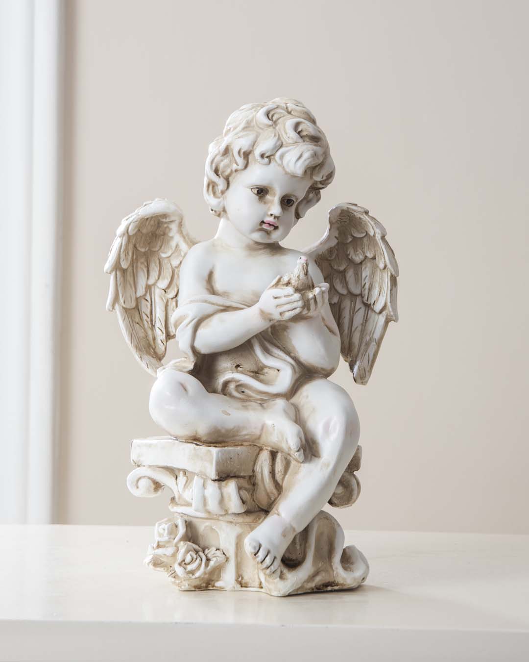 Playing Bird Angel Cherub Figurine - The Decor Kart