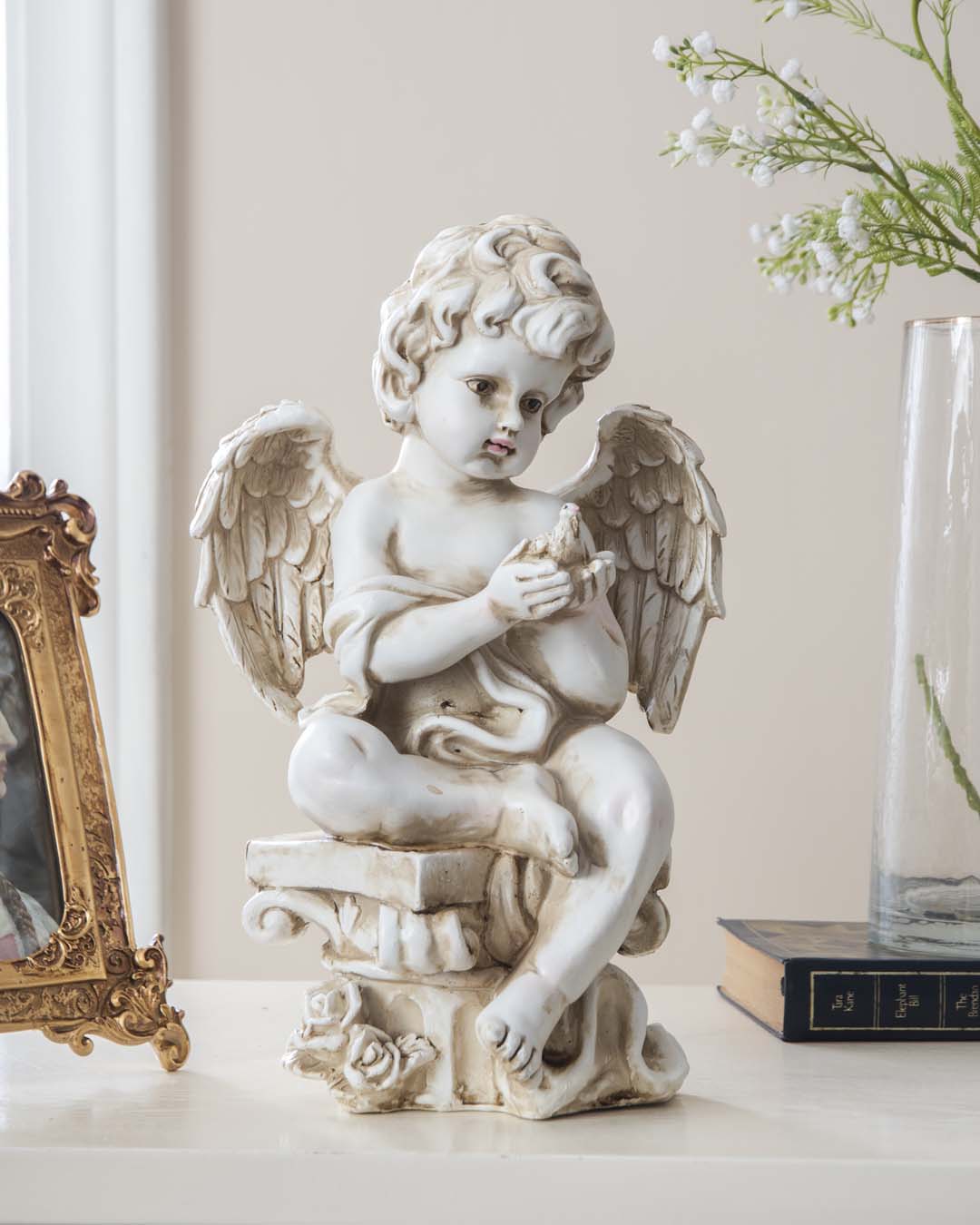 Playing Bird Angel Cherub Figurine - The Decor Kart