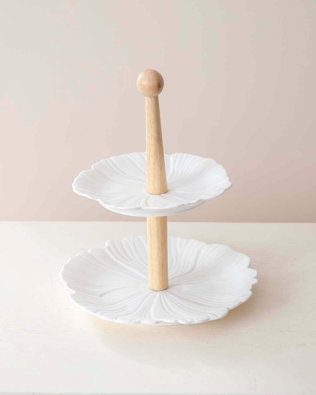 All White 2-Tier Cake Stand - The Decor Kart