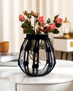 'Crafting with Knots' Macrame Glass Vase - Large - The Decor Kart