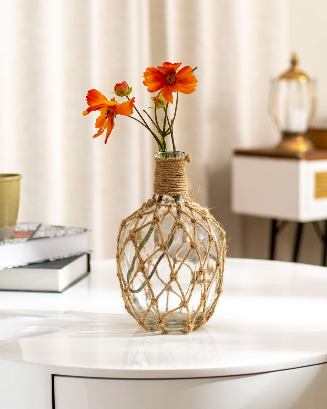 'The Beauty of Knotwork' Macrame Glass Vase - Small - The Decor Kart