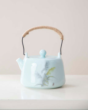 Celadon Hand-Painted Tea Kettle - The Decor Kart