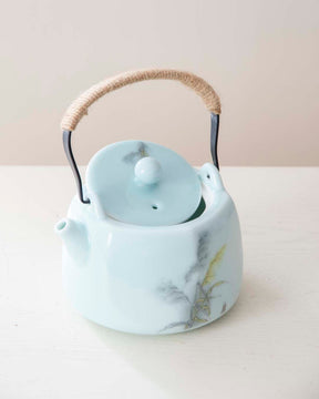 Celadon Hand-Painted Tea Kettle - The Decor Kart