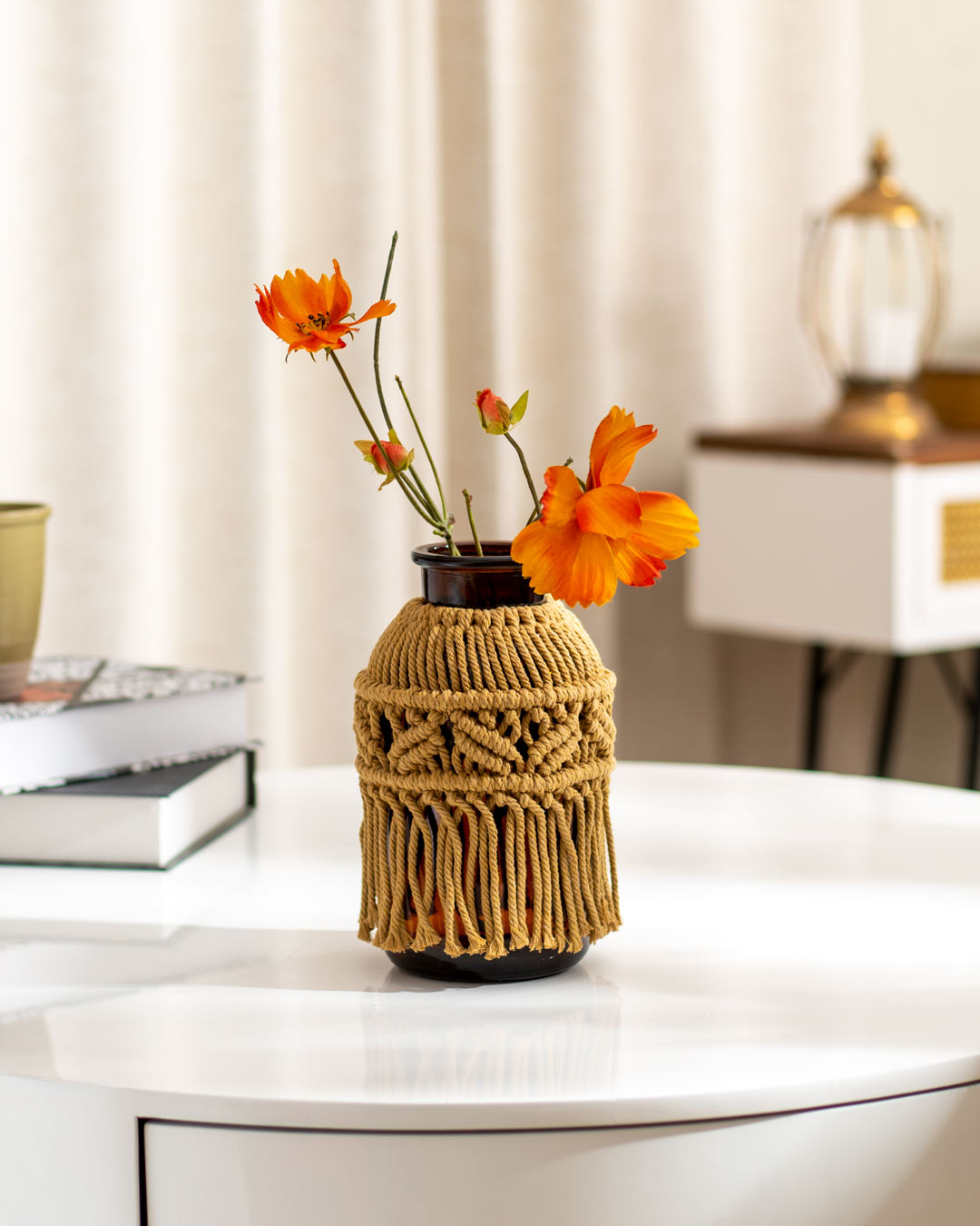 'Elegant Knots' Macrame Glass Vase - The Decor Kart