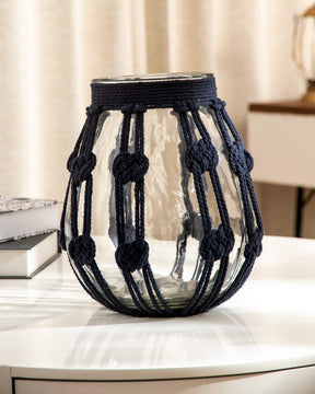 'Crafting with Knots' Macrame Glass Vase - Large - The Decor Kart