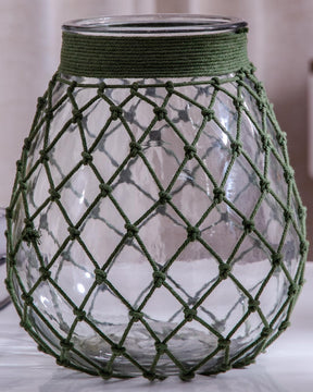 'Strings of Beauty' Macrame Glass Vase - Large - The Decor Kart