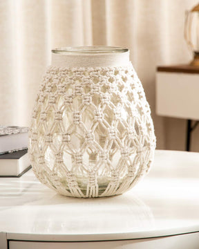 'Knotted Creations' Macrame Glass Vase - Large - The Decor Kart