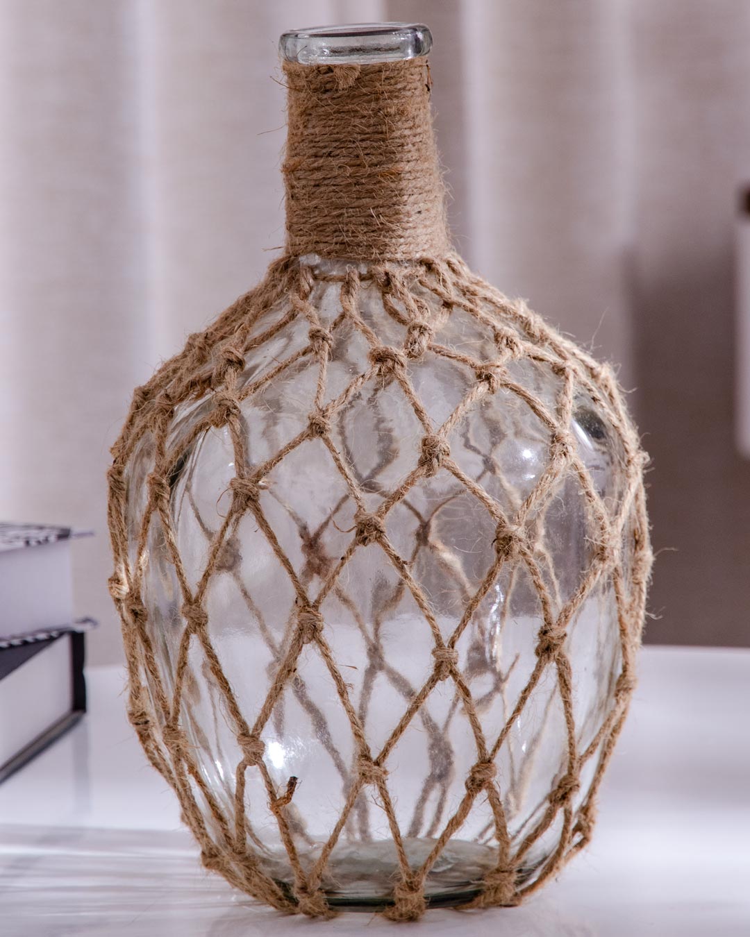 'The Beauty of Knotwork' Macrame Glass Vase - Large - The Decor Kart