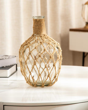 'The Beauty of Knotwork' Macrame Glass Vase - Large - The Decor Kart