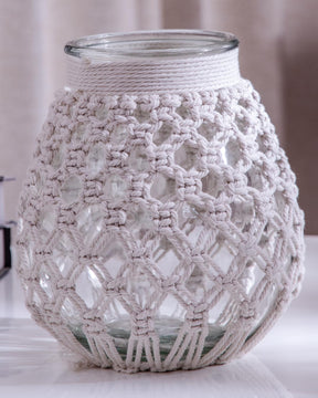 'Knotted Creations' Macrame Glass Vase - Large - The Decor Kart