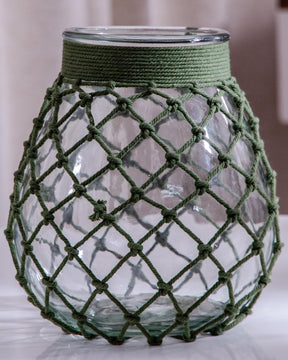 'Strings of Beauty' Macrame Glass Vase - Small - The Decor Kart