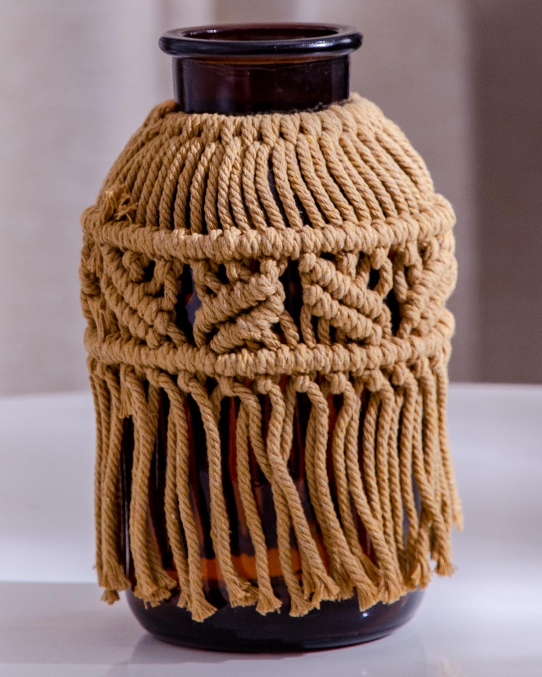 'Elegant Knots' Macrame Glass Vase - The Decor Kart