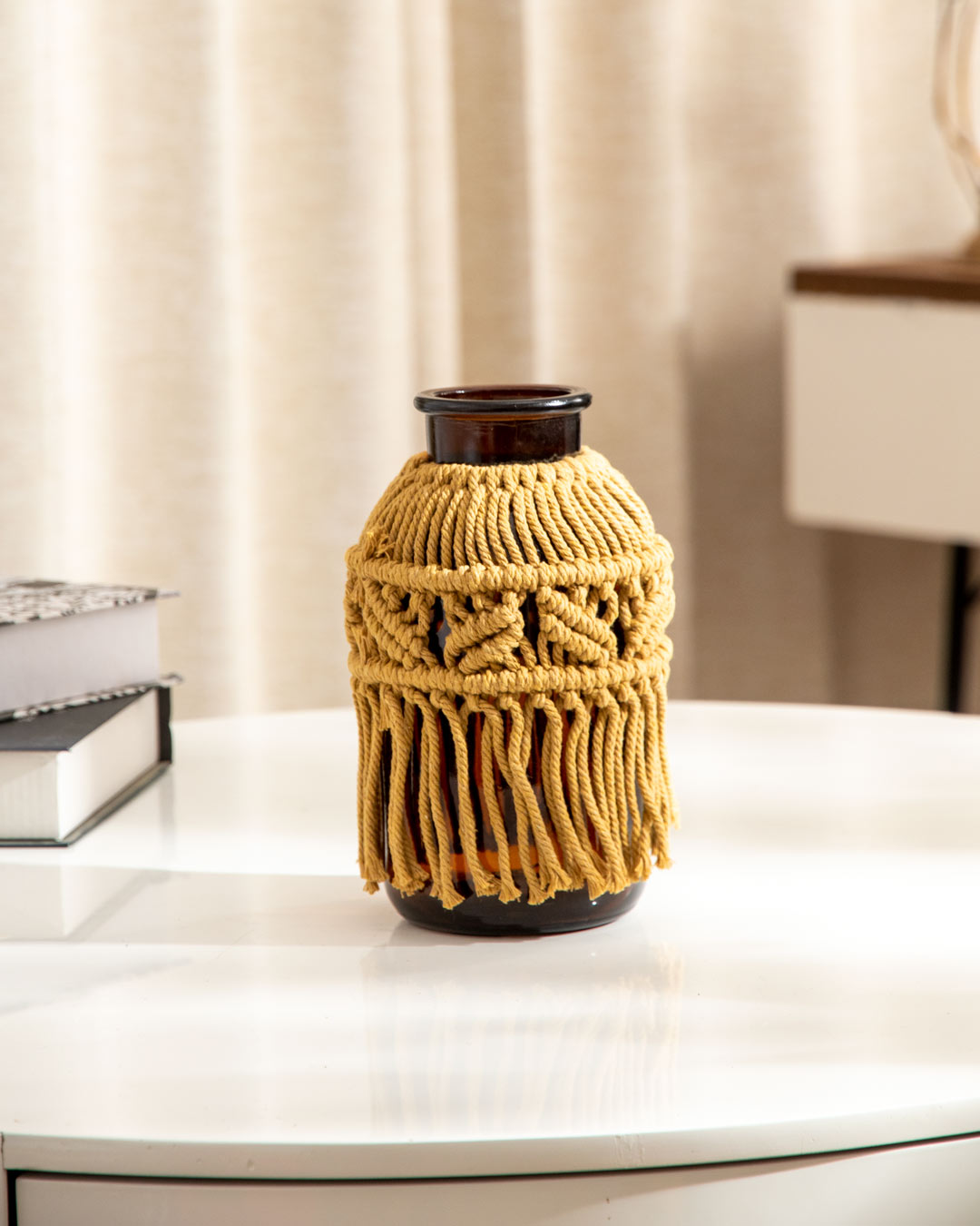 'Elegant Knots' Macrame Glass Vase - The Decor Kart