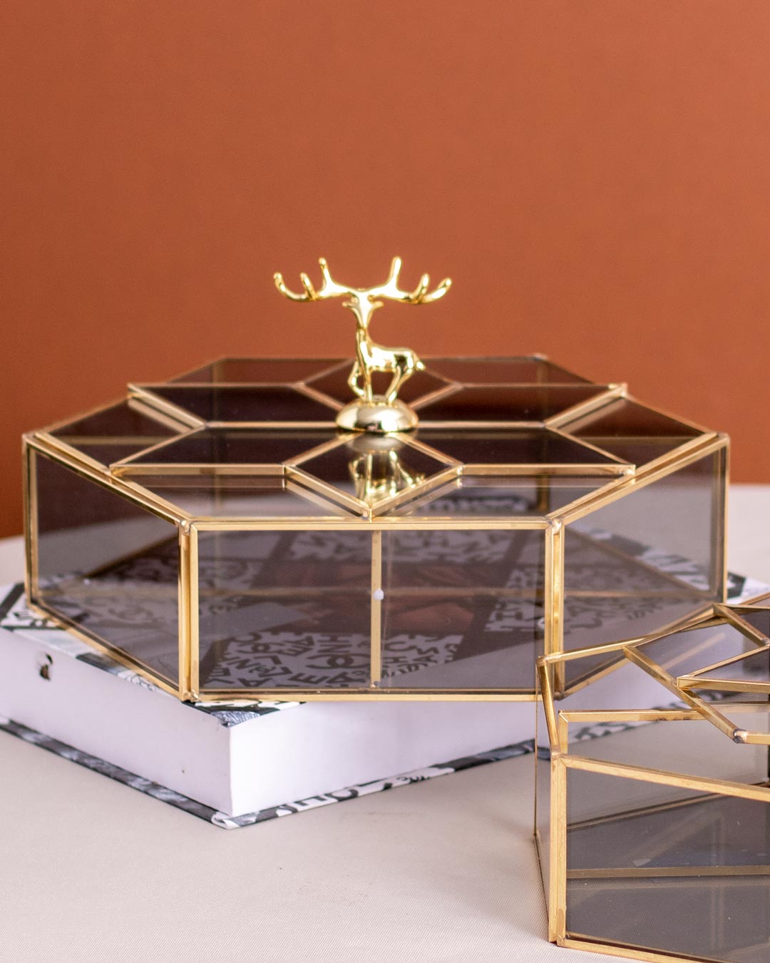 Luxurious Jewellery Box with Entrancing Deer Lid - Small - The Decor Kart