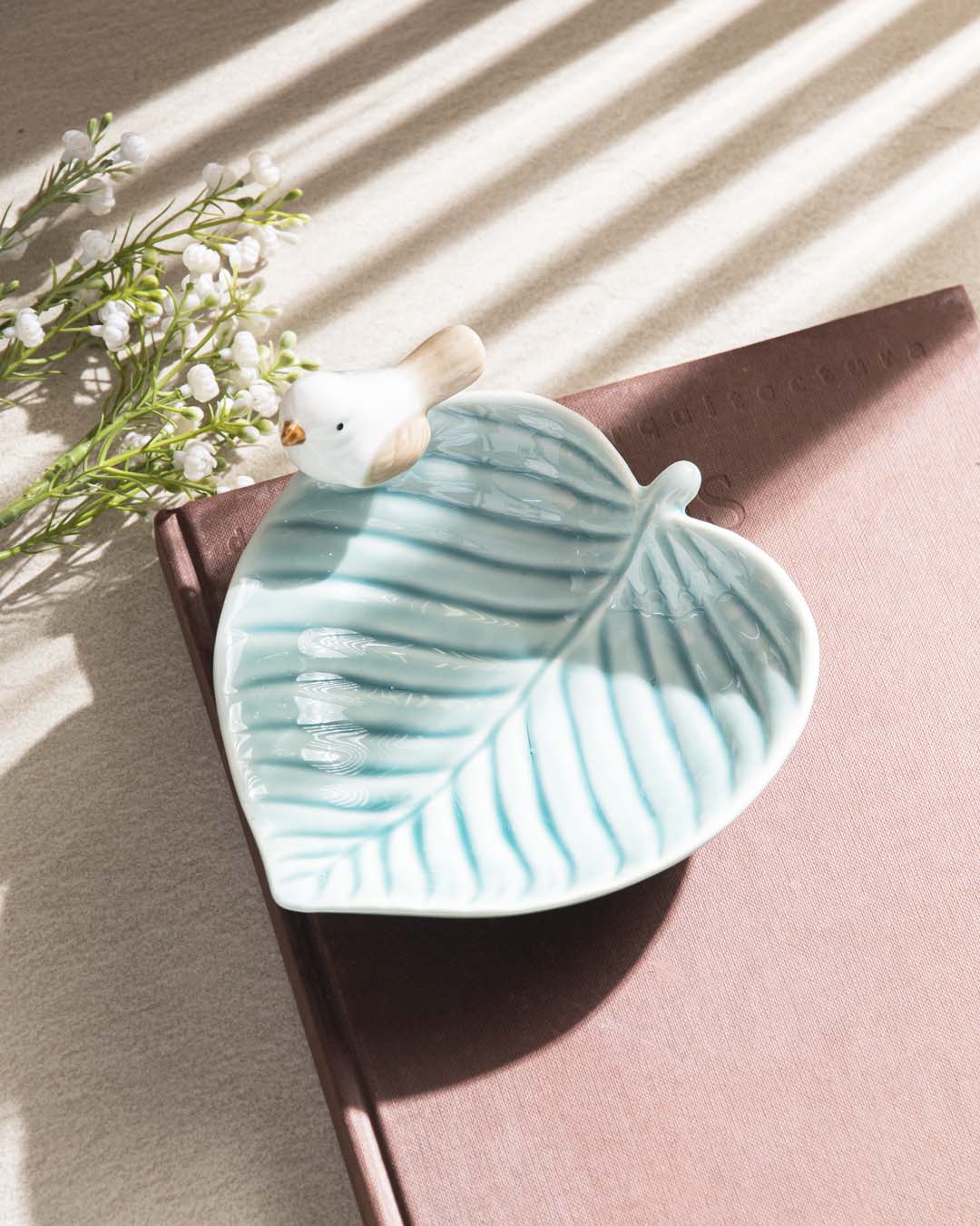 Bird on Leaf Ring Dish - Blue - The Decor Kart