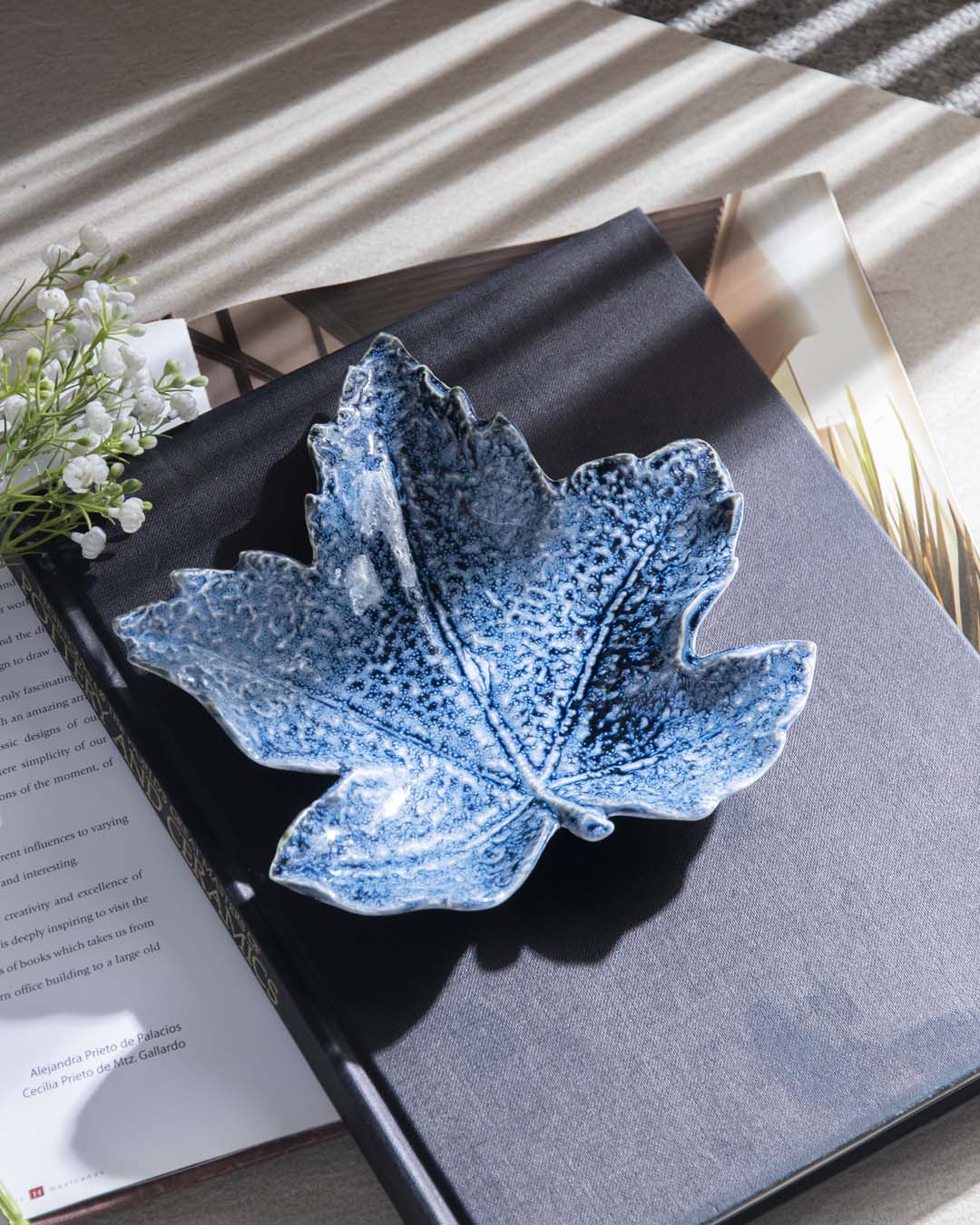 Maple Leaf Ring Dish - Rustic Blue - The Decor Kart