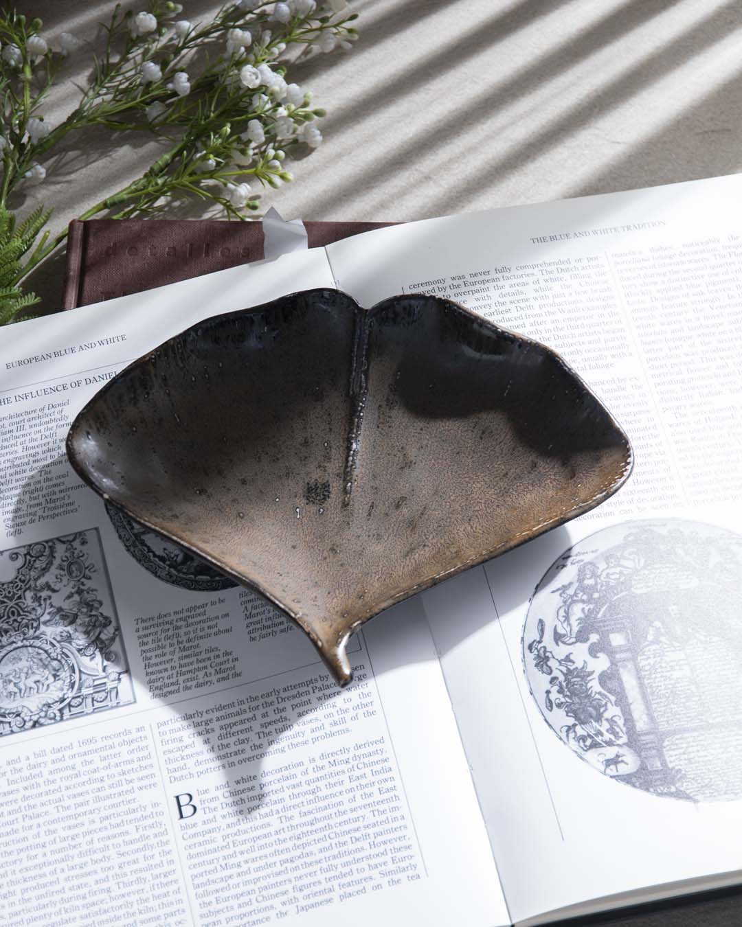 Ginkgo Leaf Reactive Glaze Ring Dish - The Decor Kart