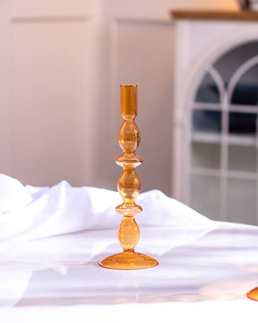 Magnificent Glass Candlestick holder - Orange - The Decor Kart