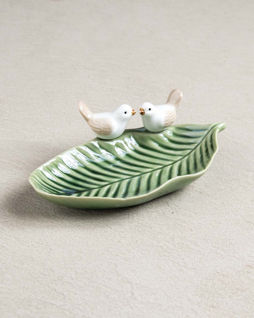 Bird on Leaf Ring Dish - Green Small - The Decor Kart