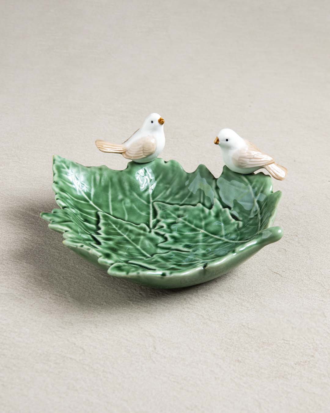 Bird on Maple Leaf Ring Dish - Green - The Decor Kart