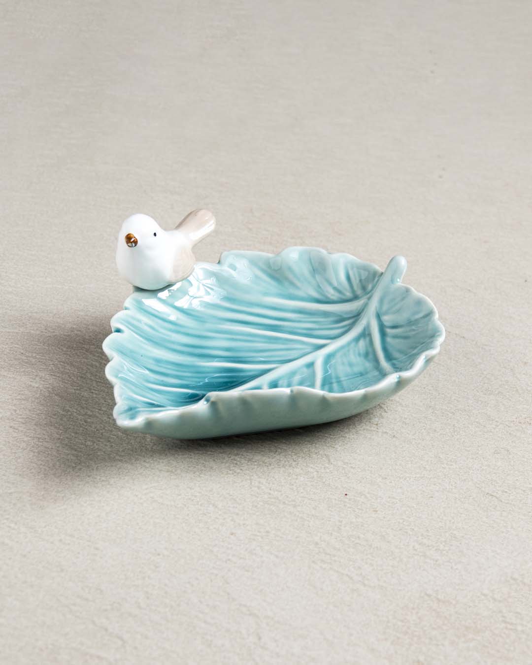 Bird on Leaf Ring Dish - Blue - The Decor Kart