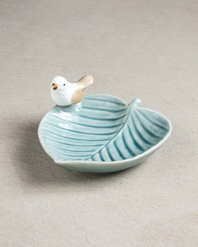 Bird on Leaf Ring Dish - Blue - The Decor Kart