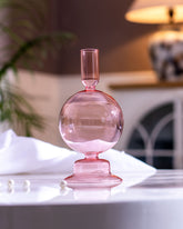 Glass Taper Candle Holder - Pink - The Decor Kart