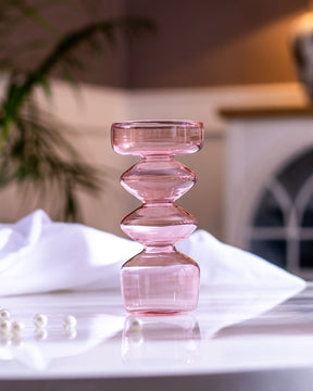 Stem Glass Candle Holder - Pink - The Decor Kart