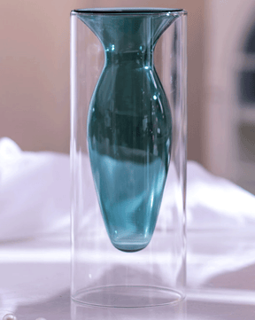 Verde Double Wall Glass Vase - The Decor Kart