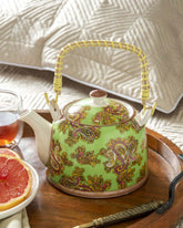 Paisley Ceramic Tea Kettle - Green - The Decor Kart