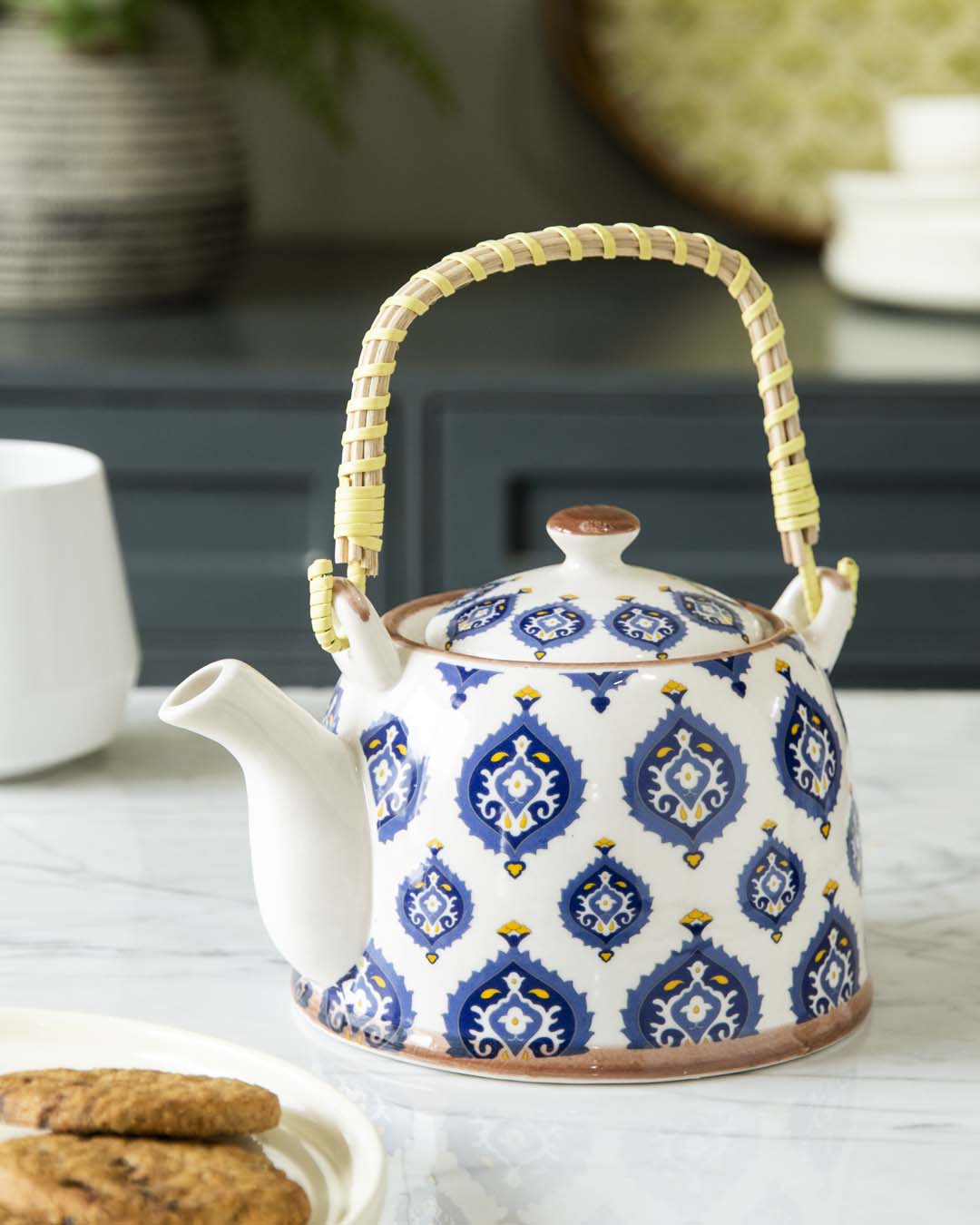 Seamless Ceramic Tea Kettle - Blue - The Decor Kart