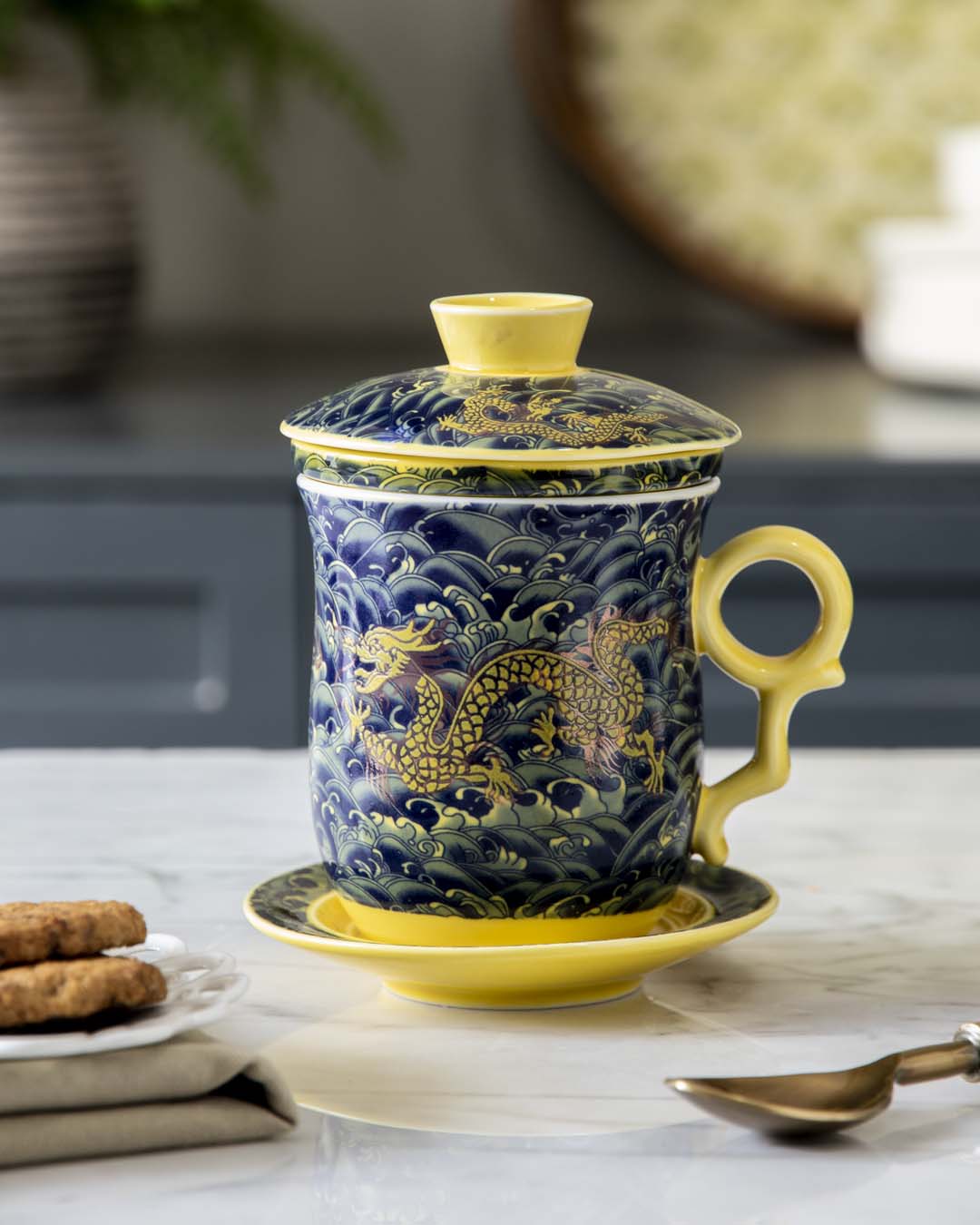 Dragon Infuser Tea Mug - Yellow - The Decor Kart