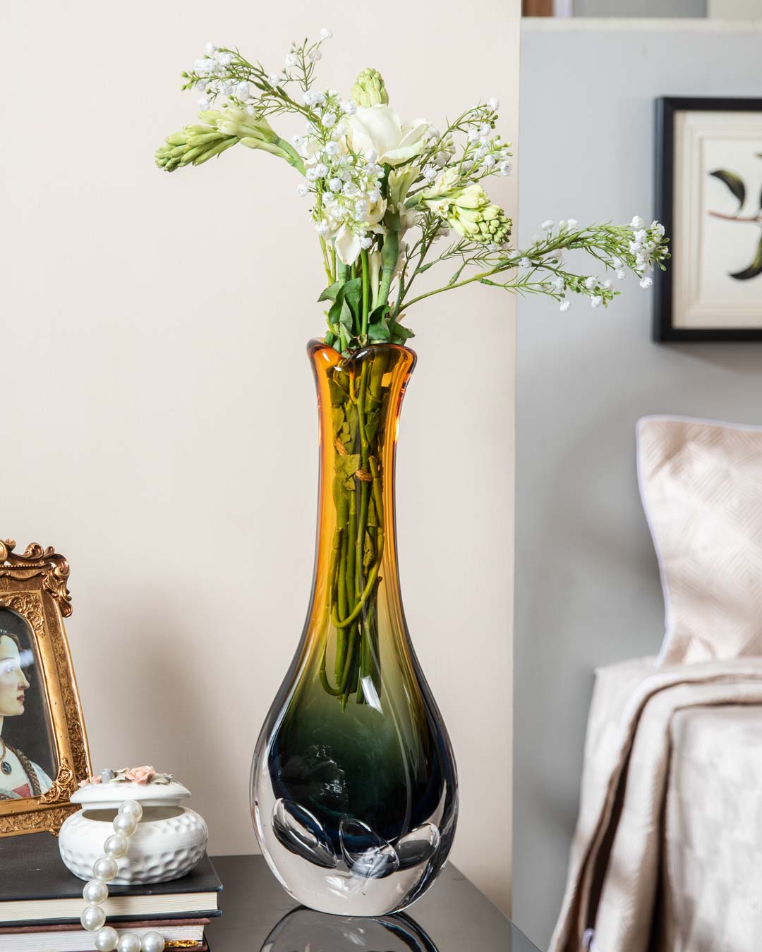 Stretched Neck Glass Vase - Large - The Decor Kart