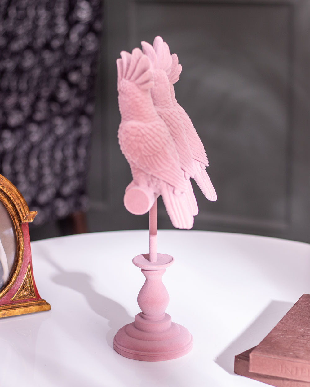 Royal Cockatoo Velvet Figurine - Pink - The Decor Kart