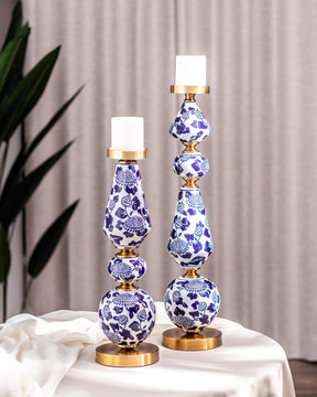 'Chrysanthemum' Ming Pillar Candle Holder - Large - The Decor Kart