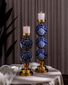 'Chrysanthemum' Ming Pillar Candle Holder - Small - The Decor Kart