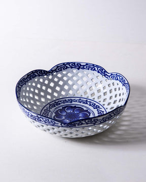 Traditional Blue & White Hand-Painted Bowl - The Decor Kart