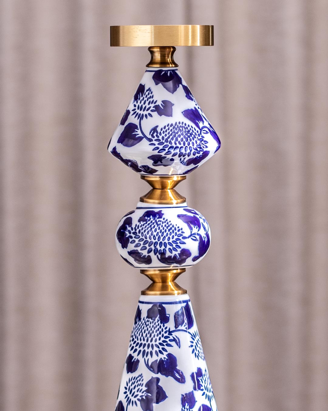 'Chrysanthemum' Ming Pillar Candle Holder - Large - The Decor Kart