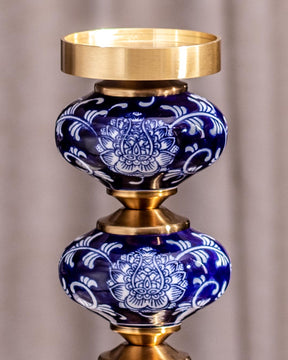 'Chrysanthemum' Ming Pillar Candle Holder - Large - The Decor Kart