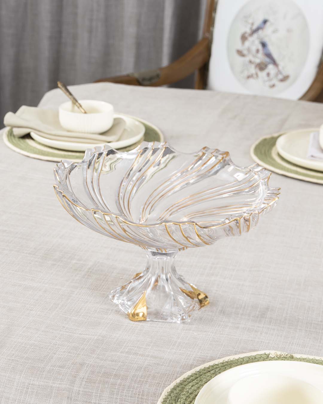 Gold crystal Footed Platter - The Decor Kart