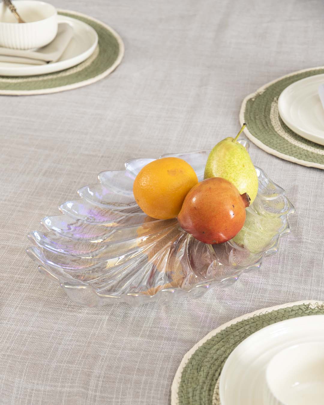 Leaf Shaped Crystal Platter - The Decor Kart