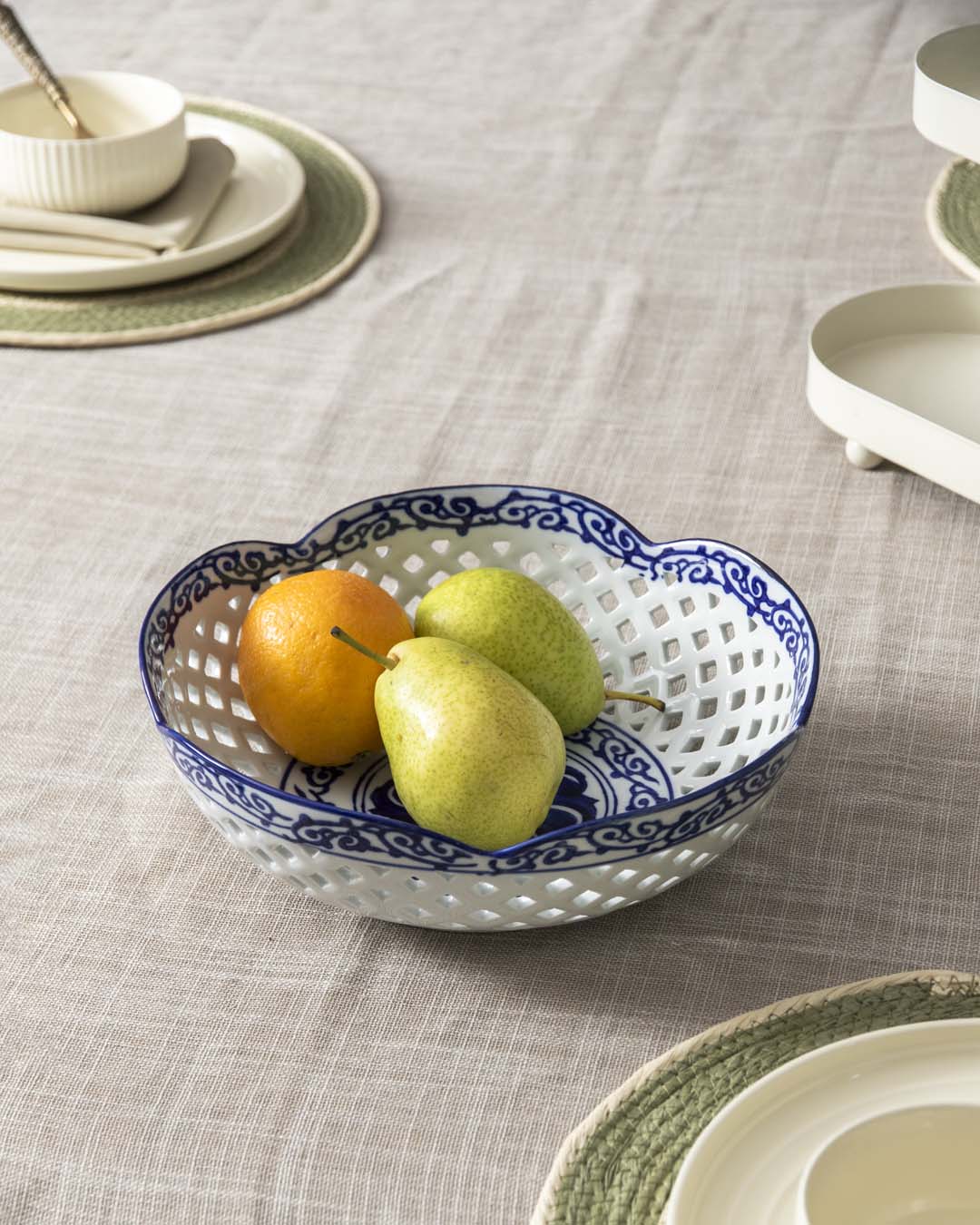 Traditional Blue & White Hand-Painted Bowl - The Decor Kart