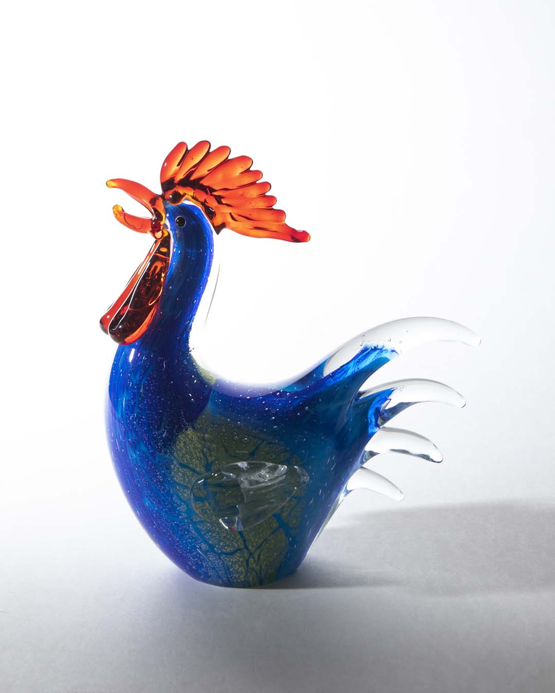 Hooked Rooster Glass Figurine - Blue - The Decor Kart