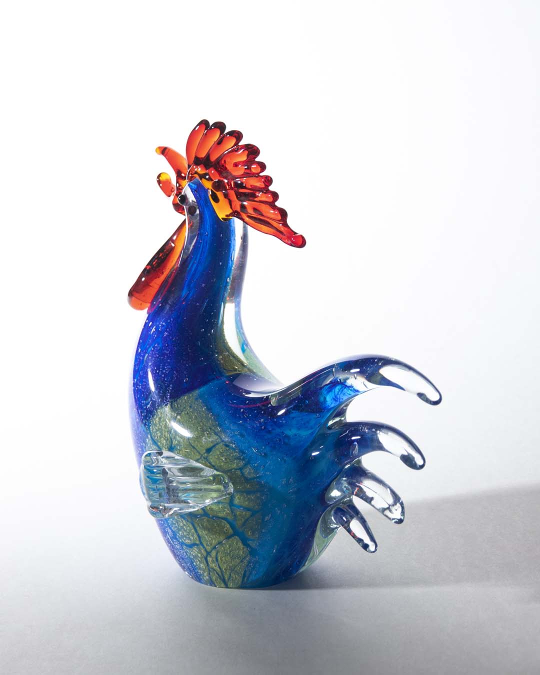 Hooked Rooster Glass Figurine - Blue - The Decor Kart