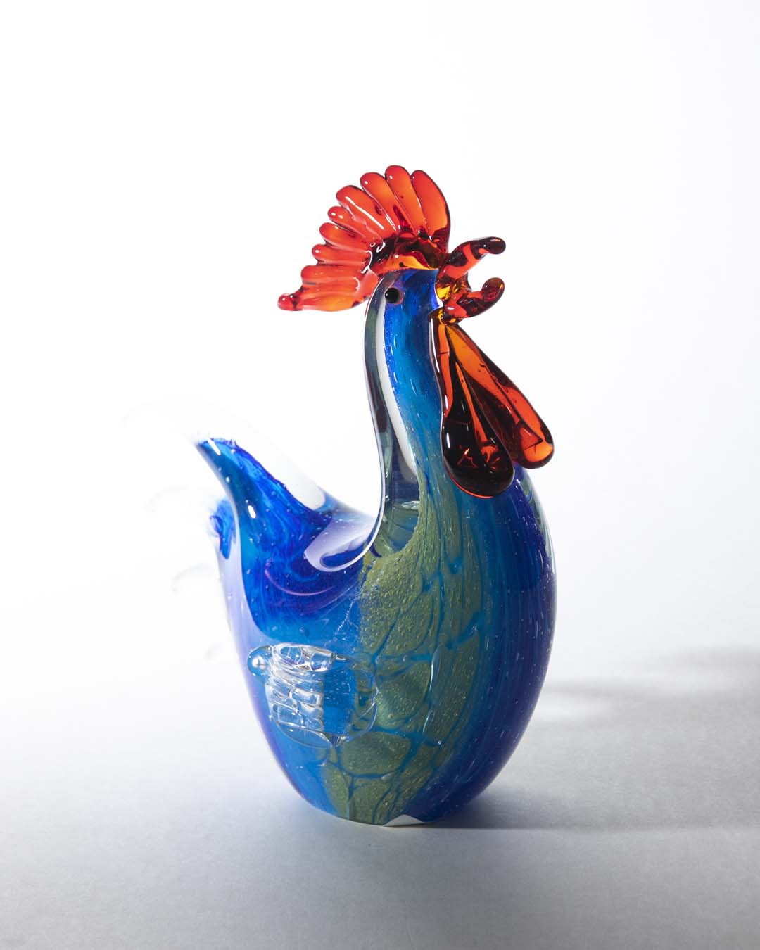 Hooked Rooster Glass Figurine - Blue - The Decor Kart