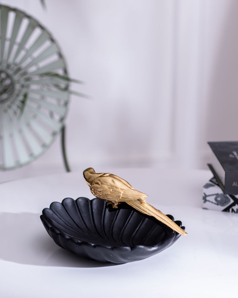 Rustic Gold Bird on Leaf Platter - The Decor Kart