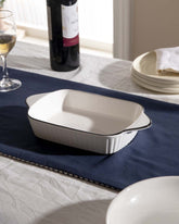 All White Striped Serving Bowl - The Decor Kart