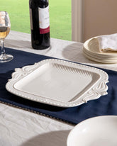 All White Embossed Serving Platter - Large